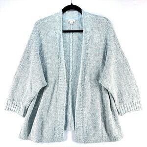 Pure Jill Seafoam Green Marled Chunky Knit Open Cardigan M Coastal Boho Mermaid